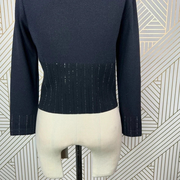 St. John Evening Sequin Black Santana Knit V-Neck Sweater Size‎ US 2 - Picture 10 of 12